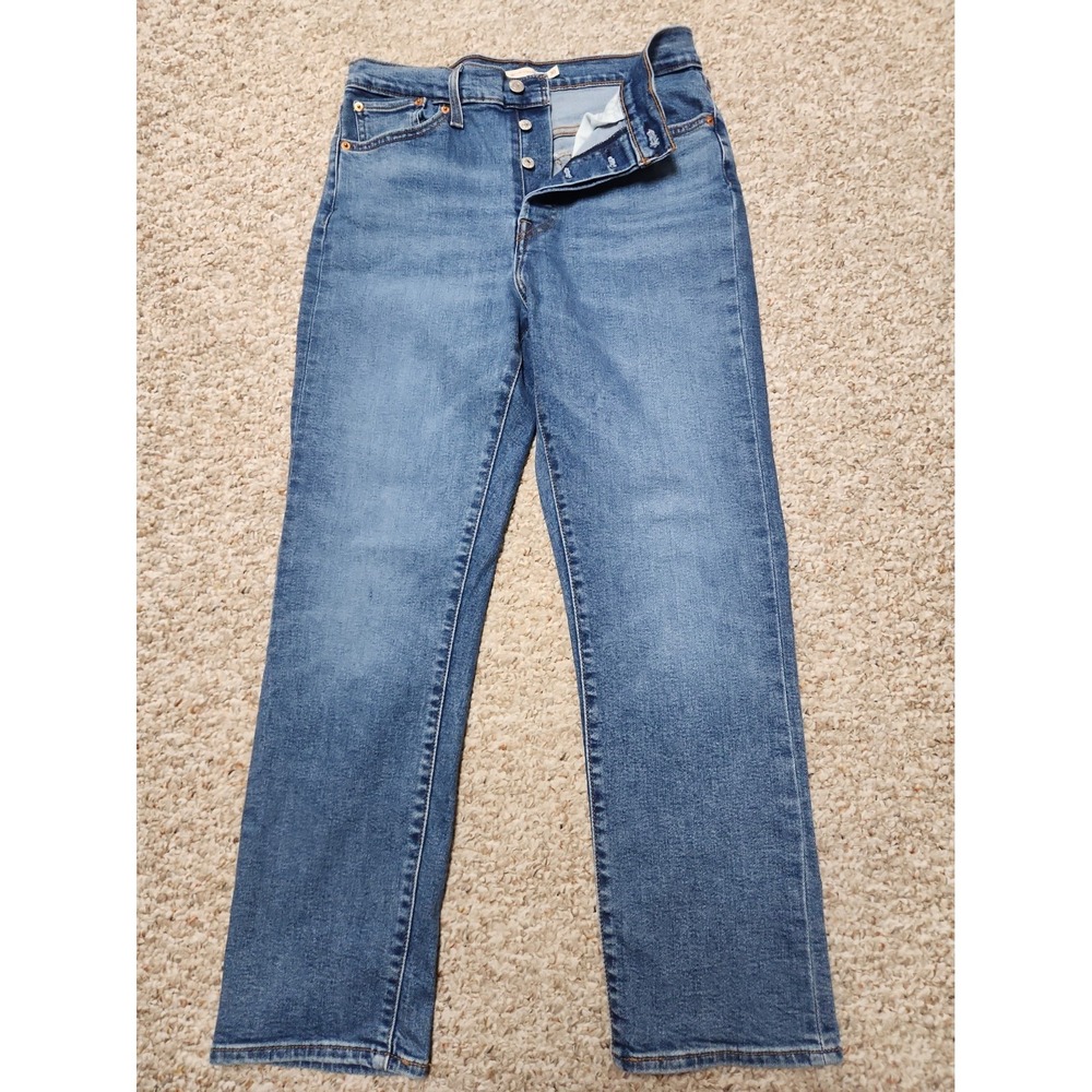 Levi's Wedgie Straight 30x28 Jeans High Rise Button Fly Medium Wash Denim